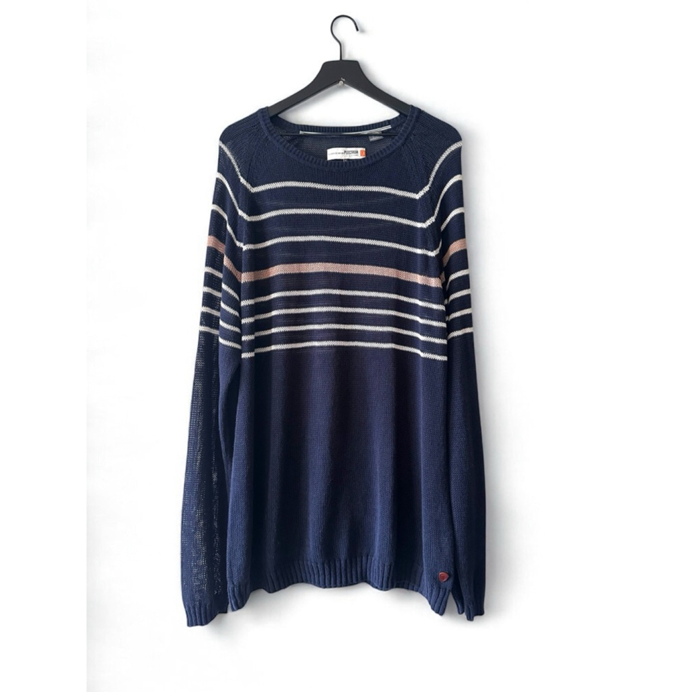 Plectrum by Ben Sherman Navy Blue Striped Crewneck Sweater Men’s XXL